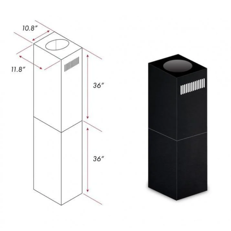 ZLINE 2-36 in. Chimney Extensions for 10 ft. to 12 ft. Ceilings in Black Stainless (2PCEXT-BSGL2iN)