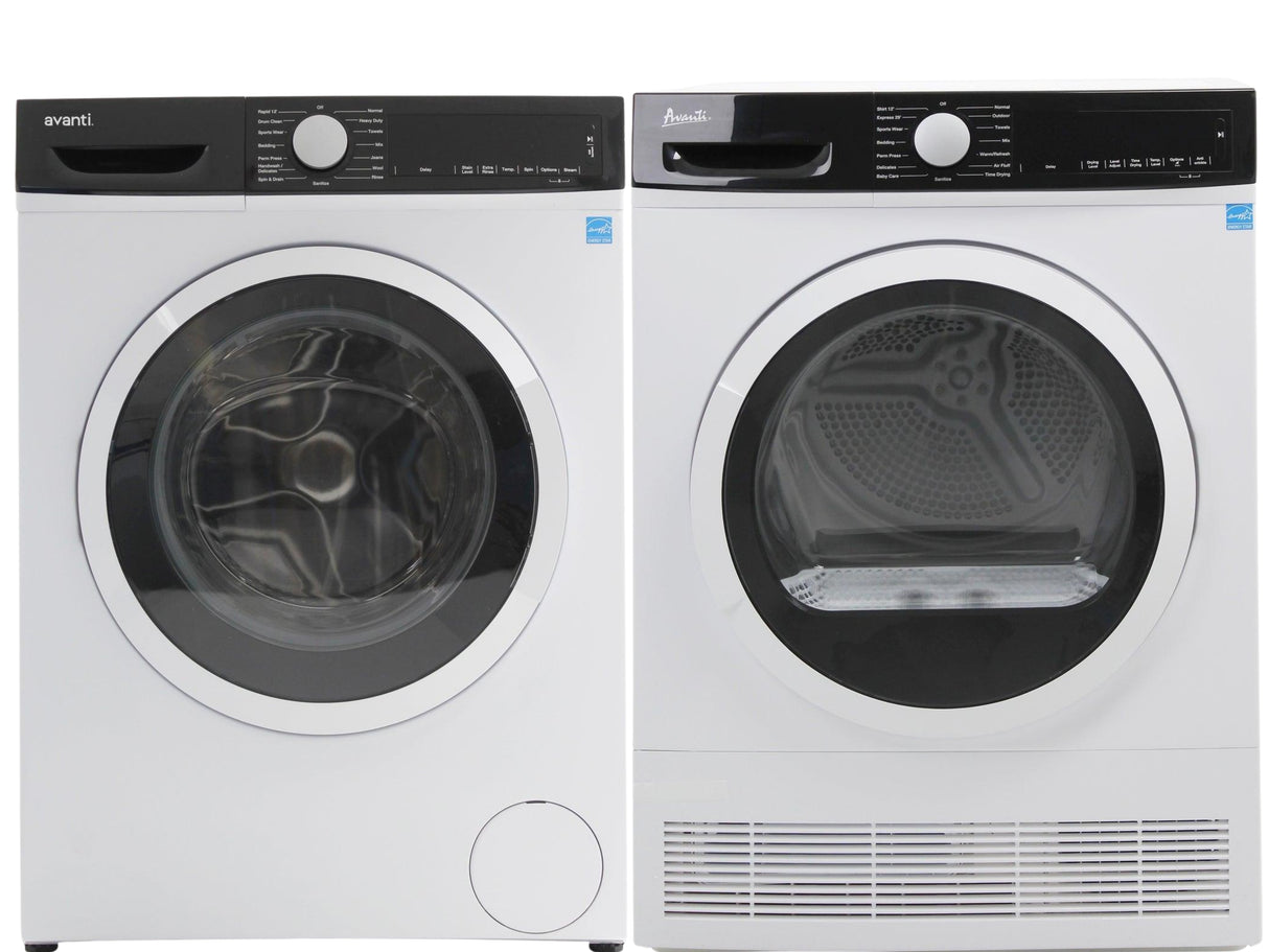 Avanti Front Load Washer & Electric Dryer Set - White, Side-by-Side Laundry Pair