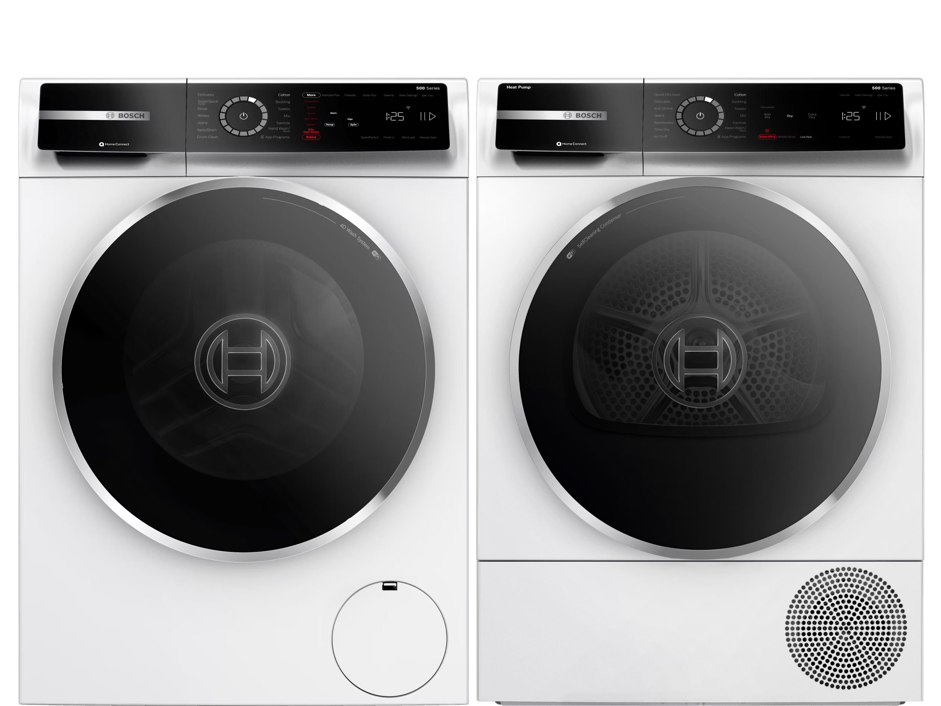 Bosch Front Load Washer & Electric Dryer Set, Side-by-Side Configuration - White