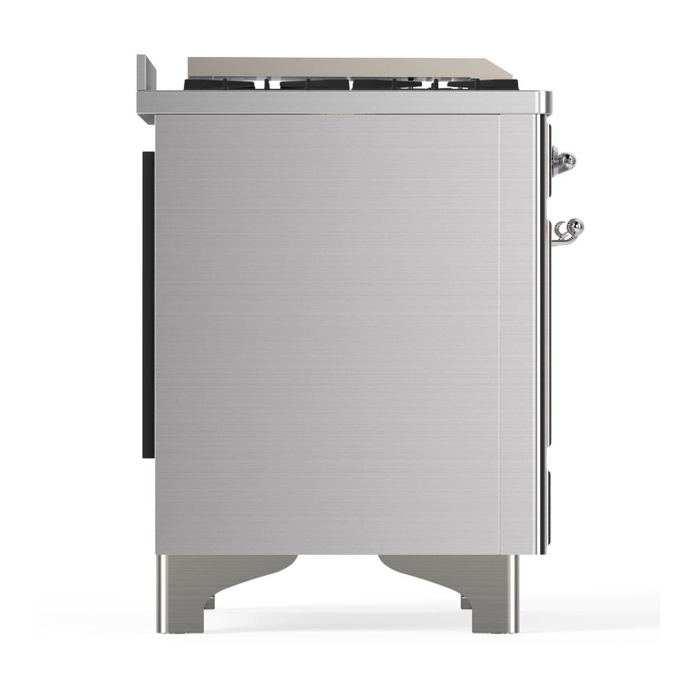 ILVE UMD40FNR3SSCLP Majestic III 40 inch Dual Fuel Range with 6 Burners and Griddle, Dual Function Burner up to 25,000 BTU (Liquid Propane, Triple Glass Door, Stainless Steel, Chrome)