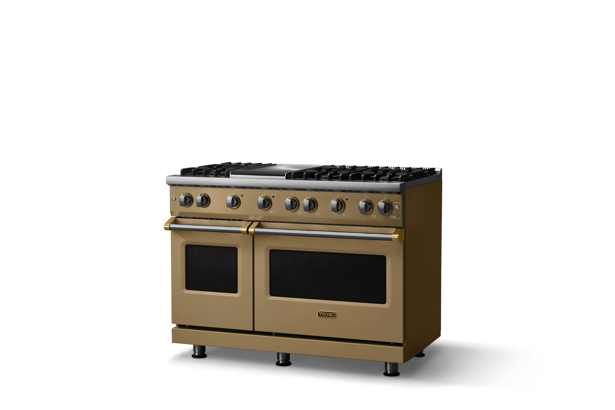 48"W. Sealed Burner Gas Range (Burner: 6g, Finish: Golden Hour, Trim: Polished Chrome, Fuel: Propane)