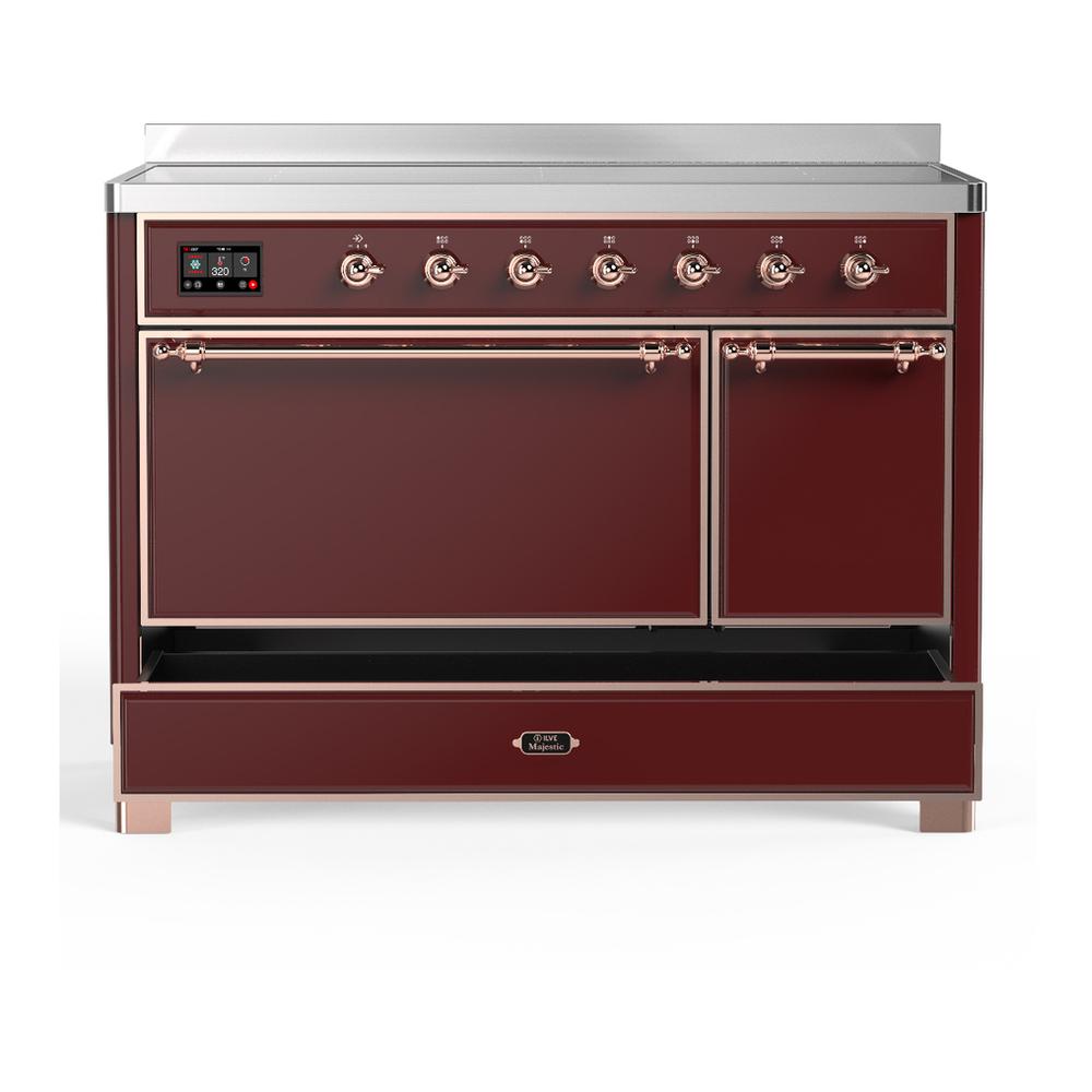 ILVE UMIB48QNR3BUP Majestic III 48 inch Induction Range with 6 Elements, 5.02 cu. ft. Total Oven Capacity (Solid Door, Burgundy, Copper)