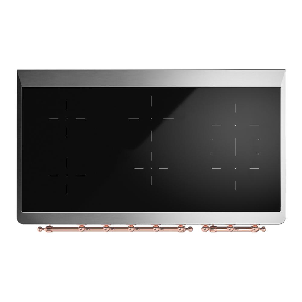 ILVE UMIB48NR3AWP Majestic III 48 inch Induction Range with 6 Elements, 5.02 cu. ft. Total Oven Capacity (Triple Glass Door, Antique White, Copper)
