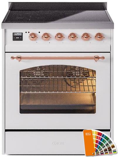 Nostalgie II 30 Inch Electric Freestanding Range in RAL Custom Color with Copper Trim