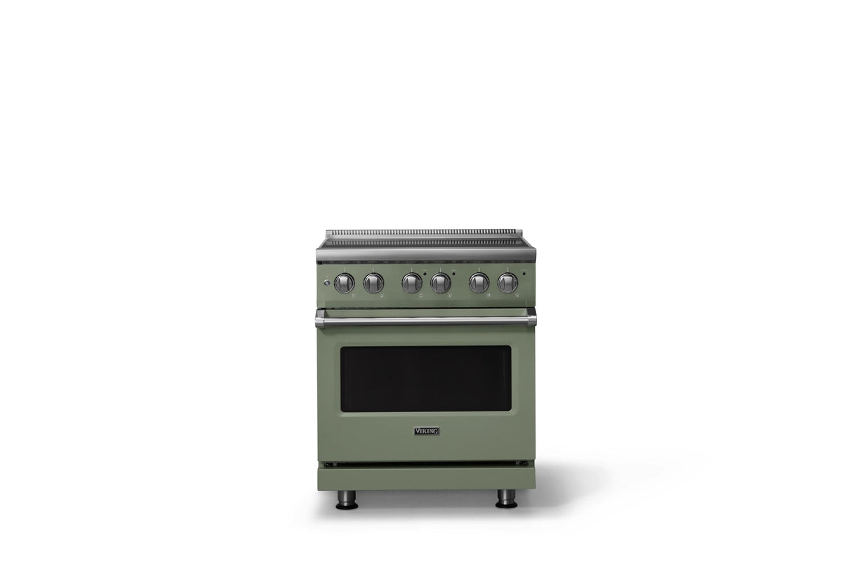 30"W. Electric Range (Finish: Eucalyptus, Trim: Polished Chrome)