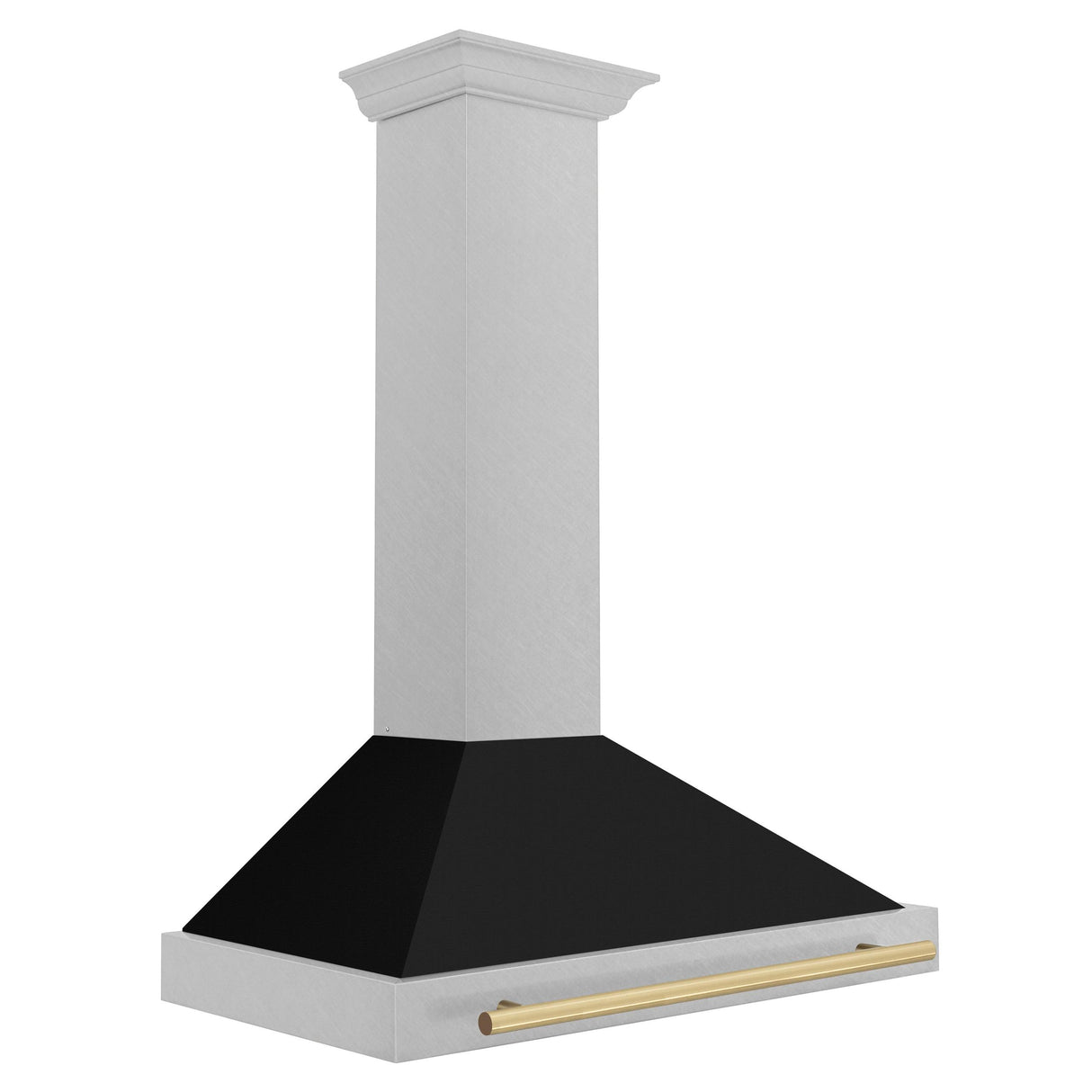 ZLINE 36 in. Autograph Edition Convertible Fingerprint Resistant DuraSnow' Stainless Steel Range Hood with Black Matte Shell and Champagne Bronze Handle (KB4SNZ-BLM36-CB)