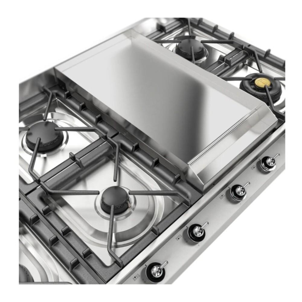 ILVE UHCP1265FNSSC Nostalgie II 48 inch Built-In Gas Cooktop with 8 Burners, Griddle, in Stainless Steel (Natural Gas, Chrome)