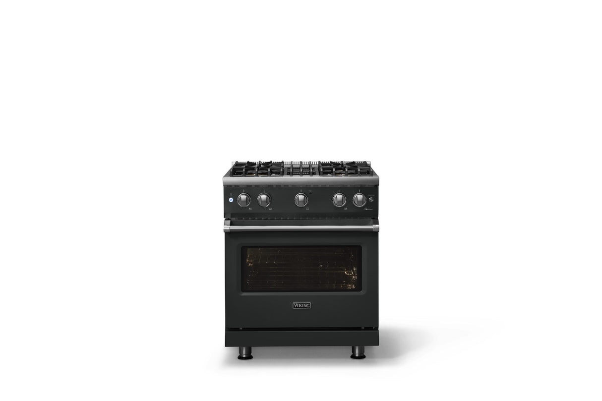 30"W. Sealed Burner Gas Range (Finish: Antique Bronze, Trim: Polished Chrome, Fuel: Natural Gas)