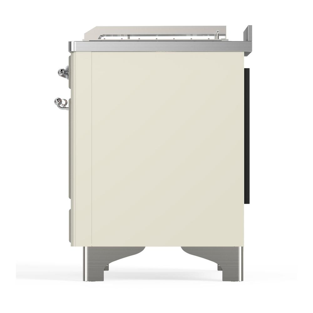 ILVE UM48FSNR3AWC Majestic III 48 inch Dual Fuel Range with 5 Black Brass Burners, Griddle and French Top, Dual Function Burner up to 25,000 BTU (Natural Gas, Triple Glass Door, Antique White, Chrome)
