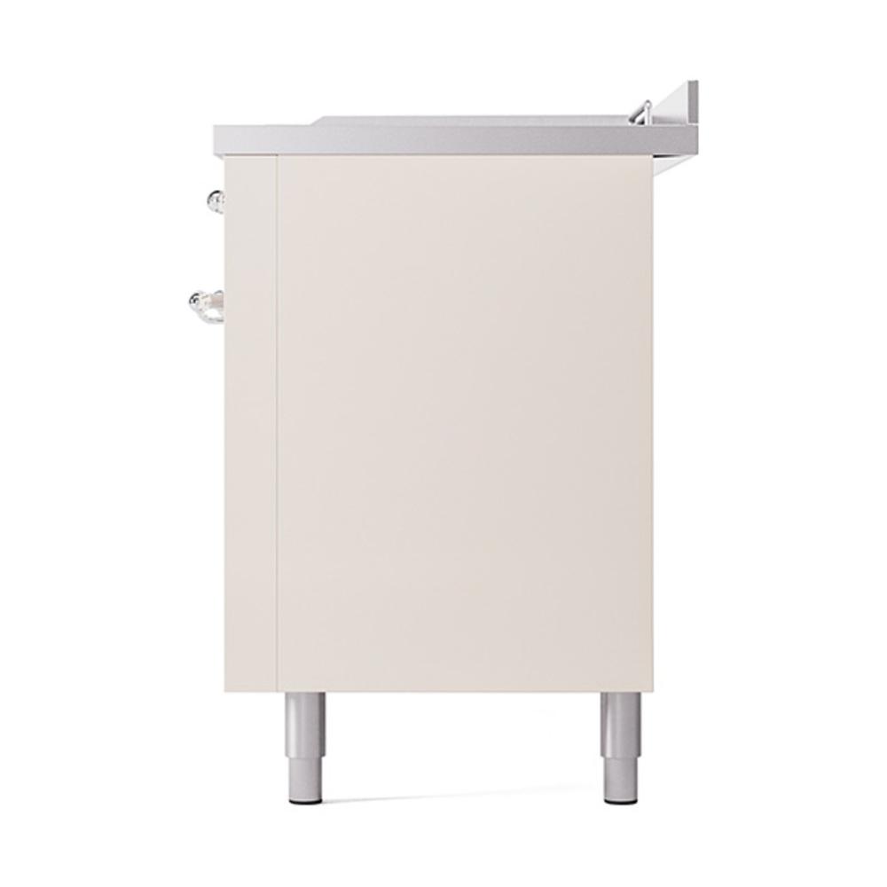 ILVE UN60FSQNMPAWC Nostalgie II Noblesse 60 inch Dual Fuel Range (7 Sealed Burners + Griddle + French Top, Natural Gas, Solid Door, Antique White, Chrome)