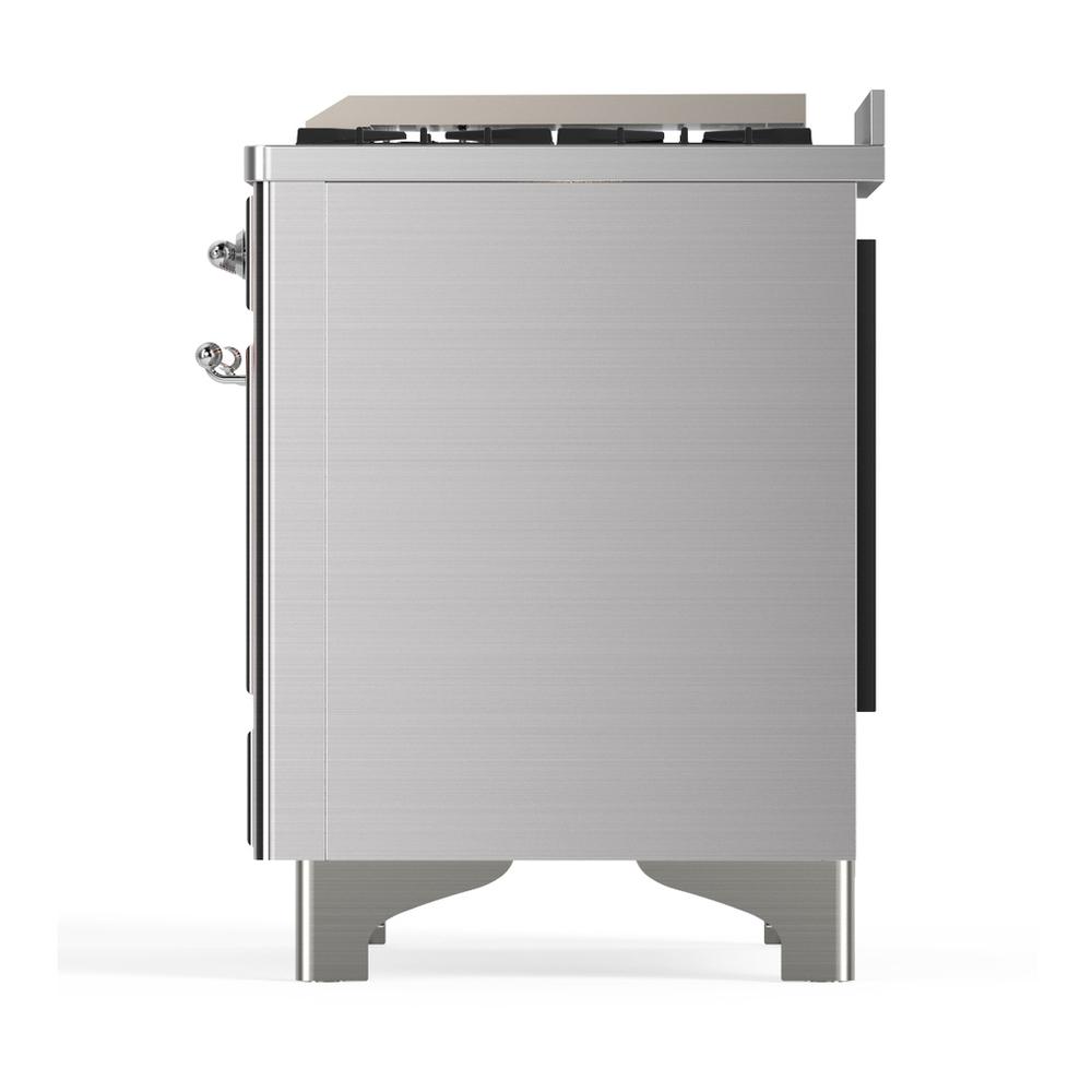 ILVE UM60FSNR3SSC Majestic III 60 inch Dual Fuel Range with 7 Burners, Griddle and French Top, Dual Function Burner with up to 25,000 BTU (Natural Gas, Triple Glass Door, Stainless Steel, Chrome)