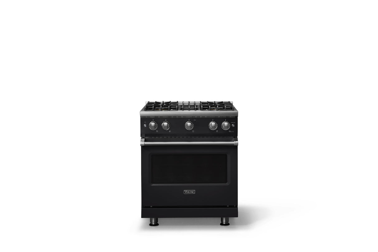 30"W. Sealed Burner Gas Range (Finish: Onyx, Trim: Polished Chrome, Fuel: Natural Gas)
