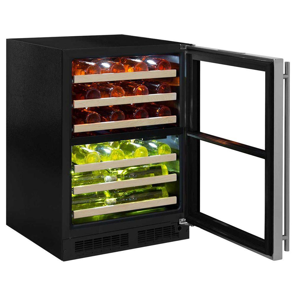 24-In Built-In High Efficiency Dual Zone Wine Refrigerator with Door Style - Stainless Steel Frame Glass, Door Swing - Right