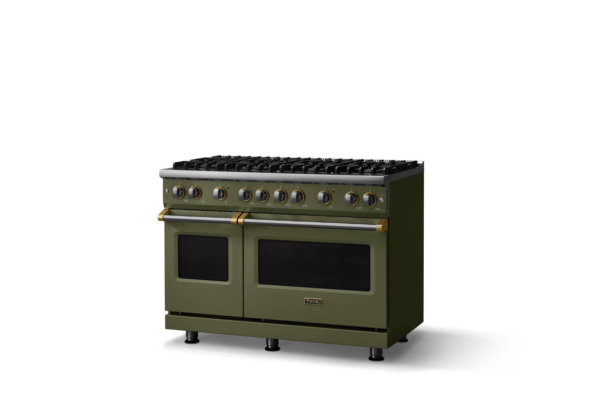 48"W. Sealed Burner Gas Range (Burner: 8b, Finish: Martini, Trim: Brushed Brass, Fuel: Propane)