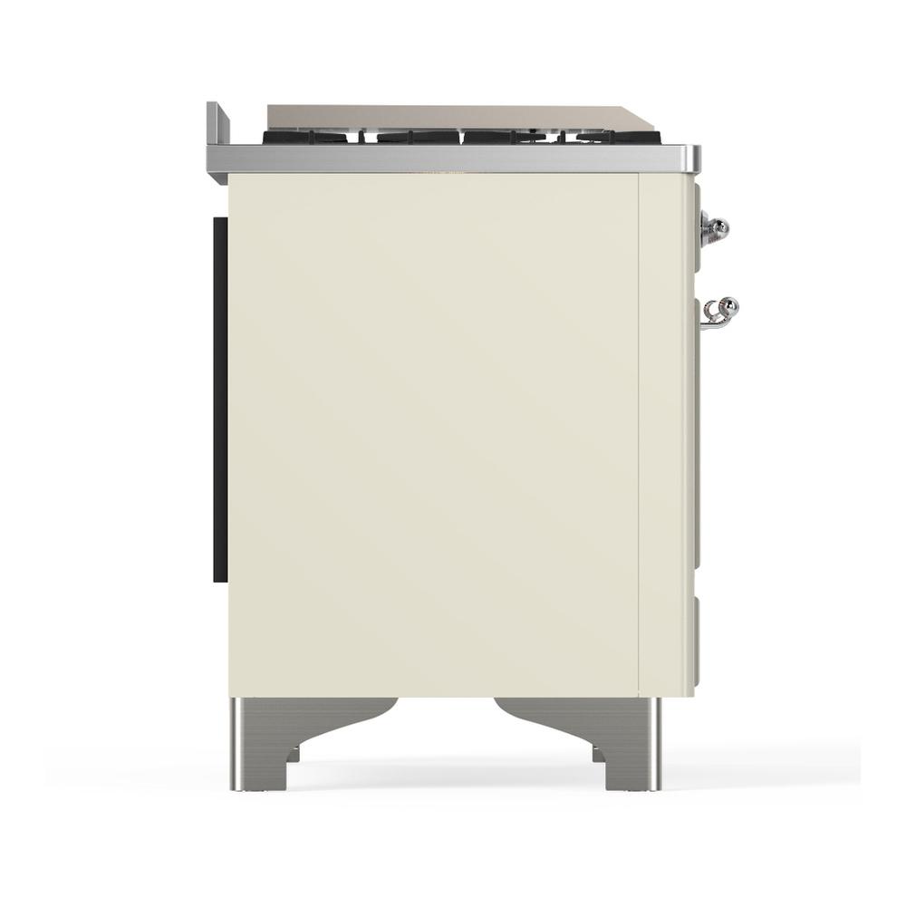 ILVE UMD40FQNR3AWCLP Majestic III 40 inch Dual Fuel Range with 6 Burners and Griddle, Dual Function Burner up to 25,000 BTU (Liquid Propane, Solid Door, Antique White, Chrome)