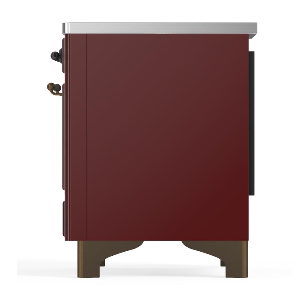 ILVE UMIB36QNR3BUB Majestic III 36 inch Induction Range with 6 Elements, 3.5 cu. ft. Total Oven Capacity (Solid Door, Burgundy, Burnished)