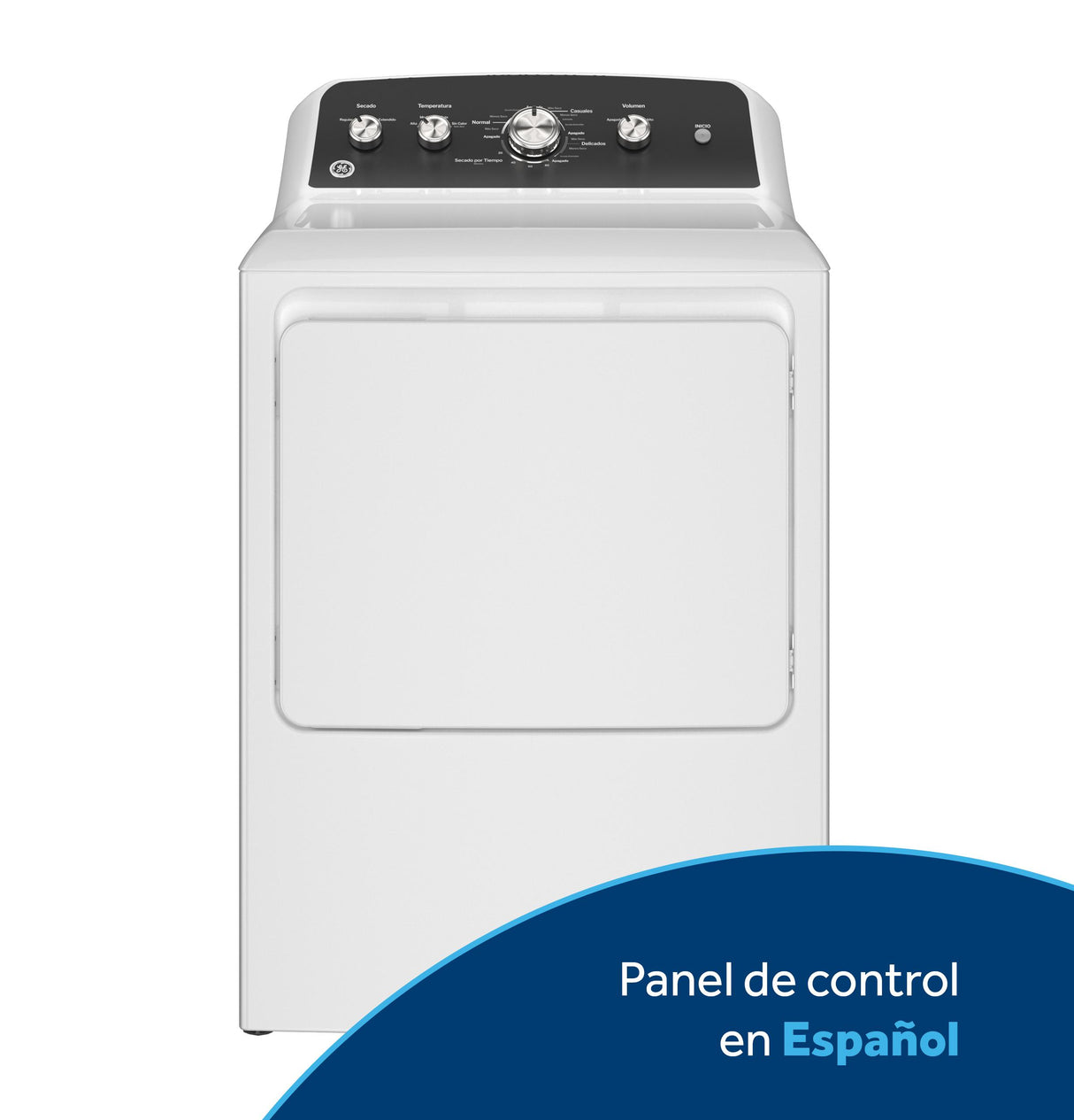 GE® 7.2 cu. ft. Capacity Gas Dryer with Spanish Panel and Up To 120 ft. Venting