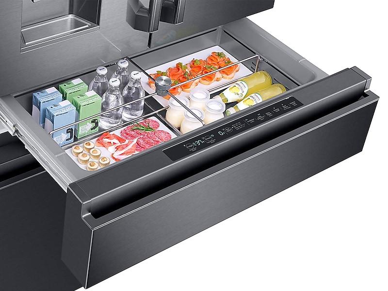 23 cu. ft. Counter Depth 4-Door French Door Refrigerator with Polygon Handles in Black Stainless Steel
