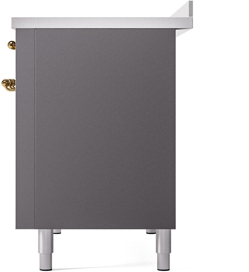 Nostalgie II 48 Inch Electric Freestanding Range in Matte Graphite with Brass Trim