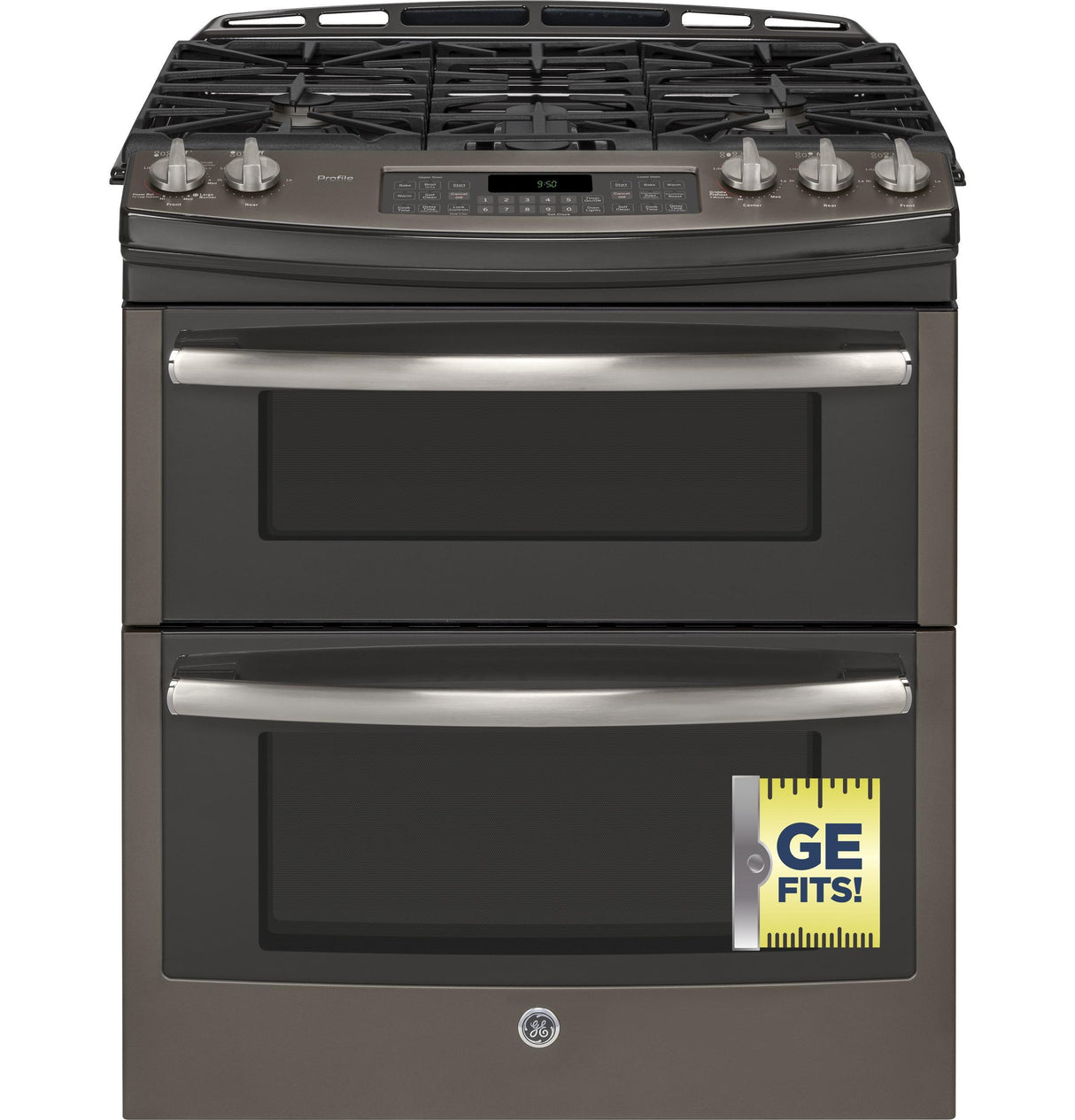 GE Profile™ Series 30" Slide-In Front Control Double Oven Gas Range