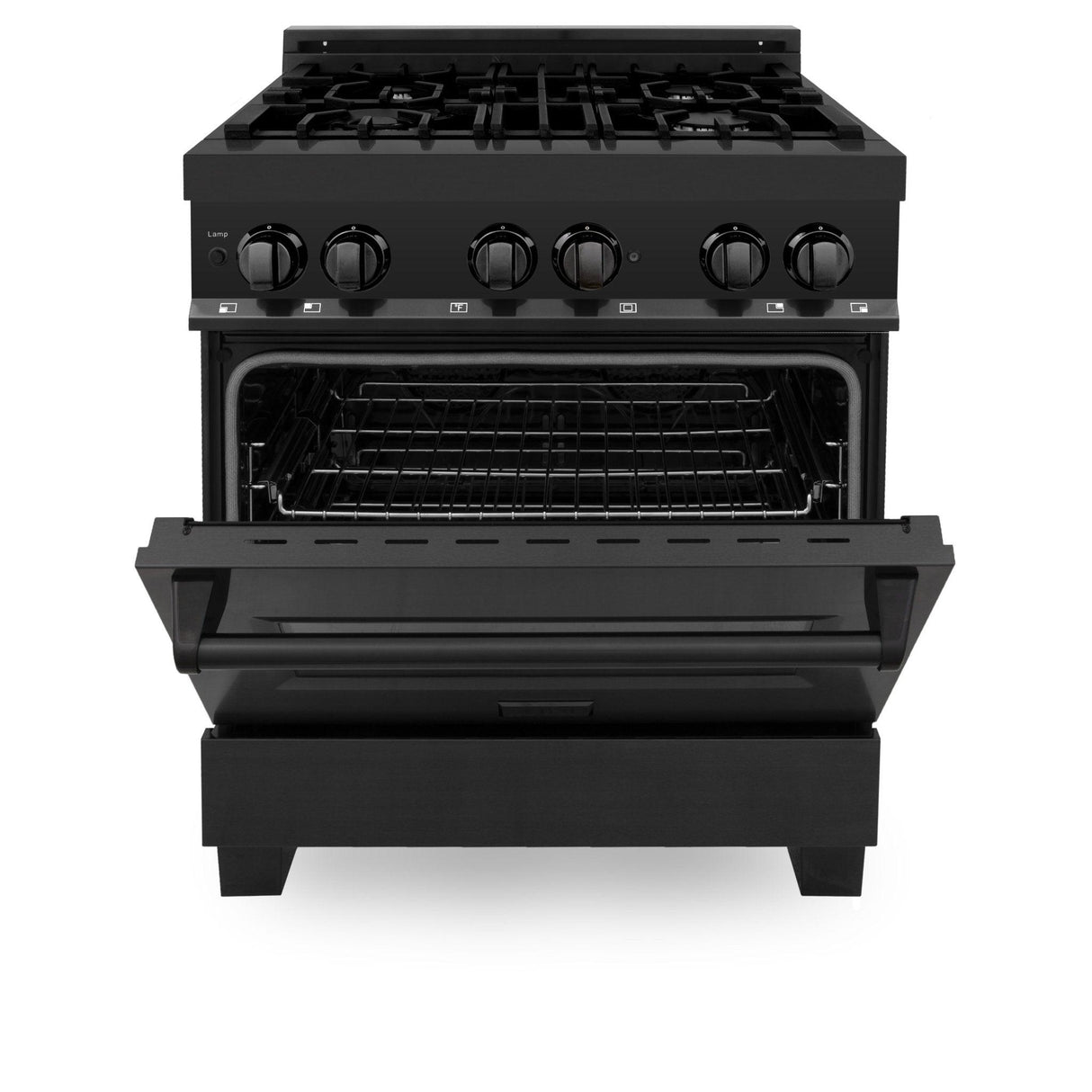 ZLINE 30 in. 4.0 cu. ft. Dual Fuel Range with Gas Stove and Electric Oven in Black Stainless Steel (RAB-30)
