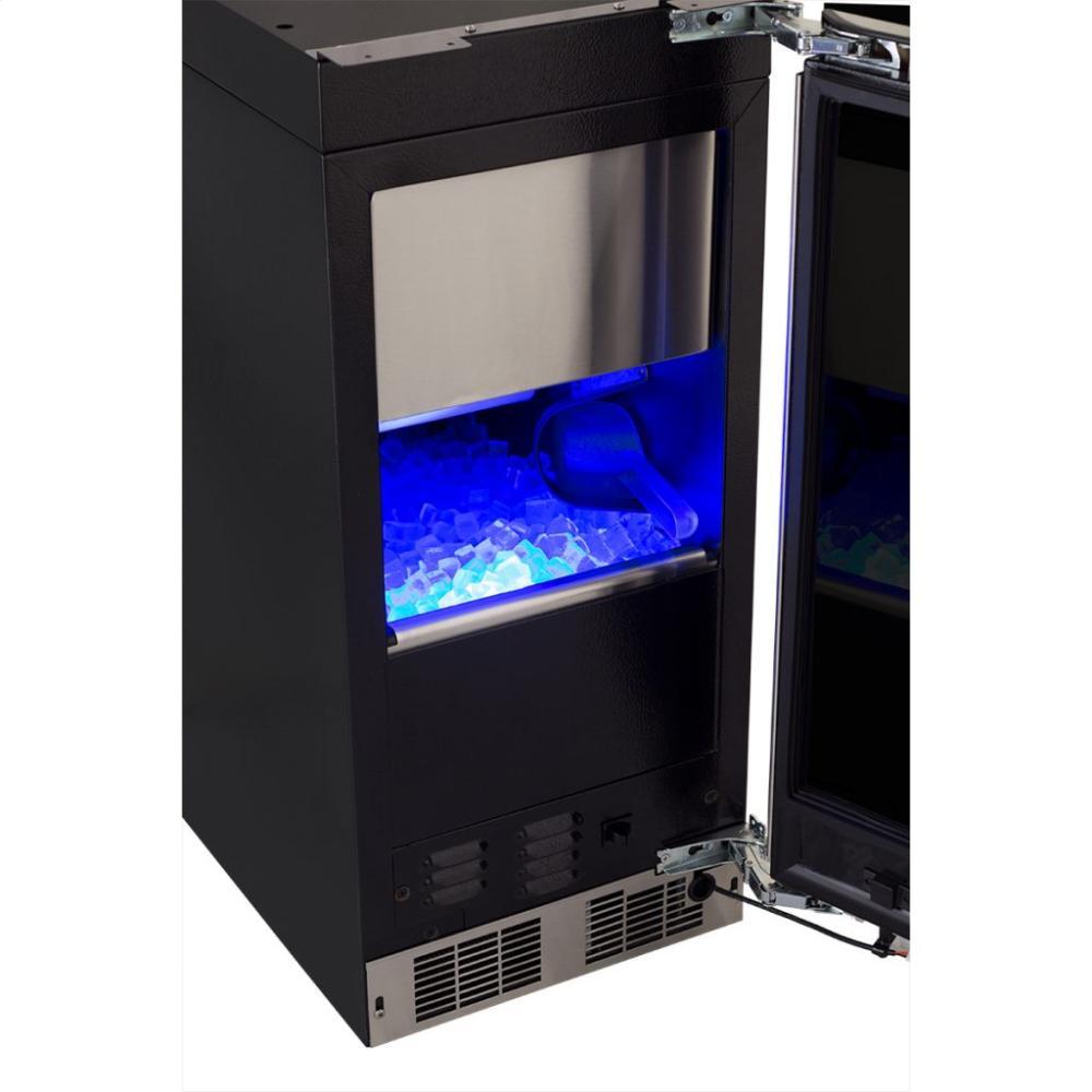 15" Clear Ice Machine with Sapphire Illuminice - Gravity Drain - Stainless Steel Door with Integrated Left Hinge