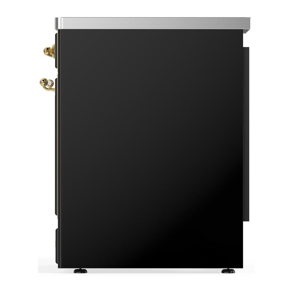 ILVE UMIB30QNR3BKG Majestic III 30 inch Induction Range with 4 Elements, 4 cu. ft. Oven Capacity (Solid Door, Glossy Black, Brass)