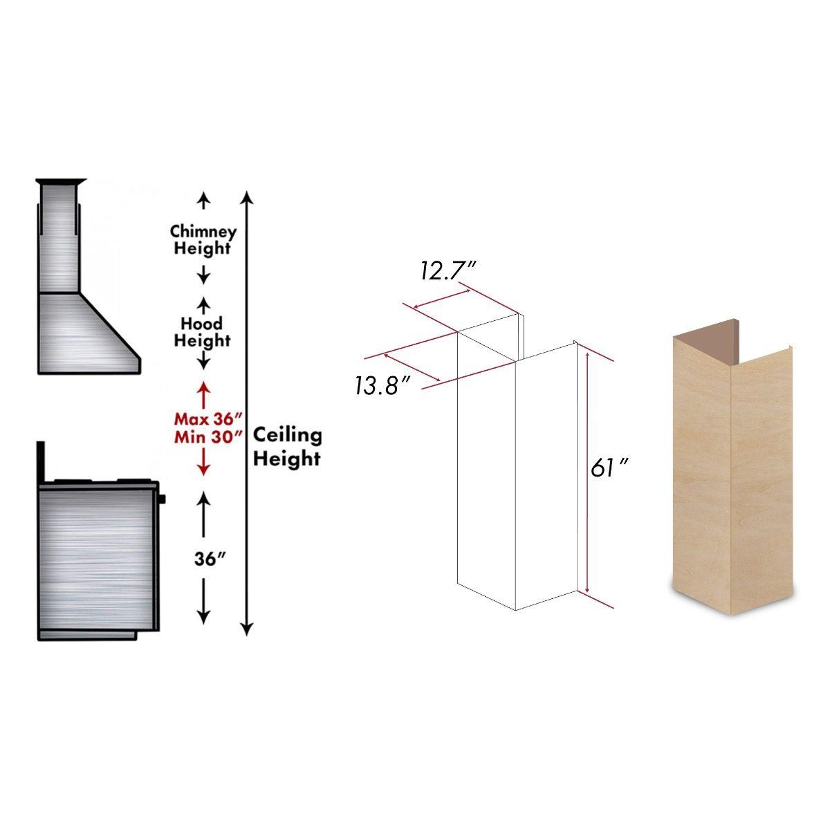 ZLINE 61 in. Wooden Chimney Extension for Ceilings up to 12.5 ft. (373UF-E)