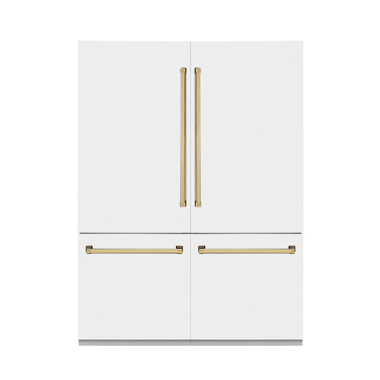 ZLINE 60" Autograph Edition 32.2 cu. ft. Built-in 4-Door French Door Refrigerator with Internal Water and Ice Dispenser in White Matte with Polished Gold Accents (RBIVZ-WM-60-G)