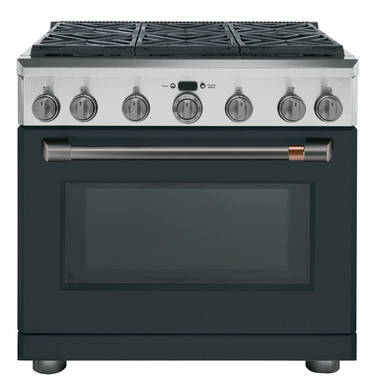Café™ 36" Brushed Black Handle & Knob Set for Pro Range and Rangetop