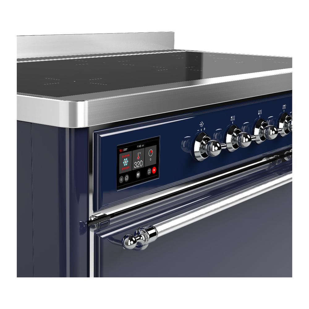 ILVE UMIB48QNR3MBC Majestic III 48 inch Induction Range with 6 Elements, 5.02 cu. ft. Total Oven Capacity (Solid Door, Midnight Blue, Chrome)