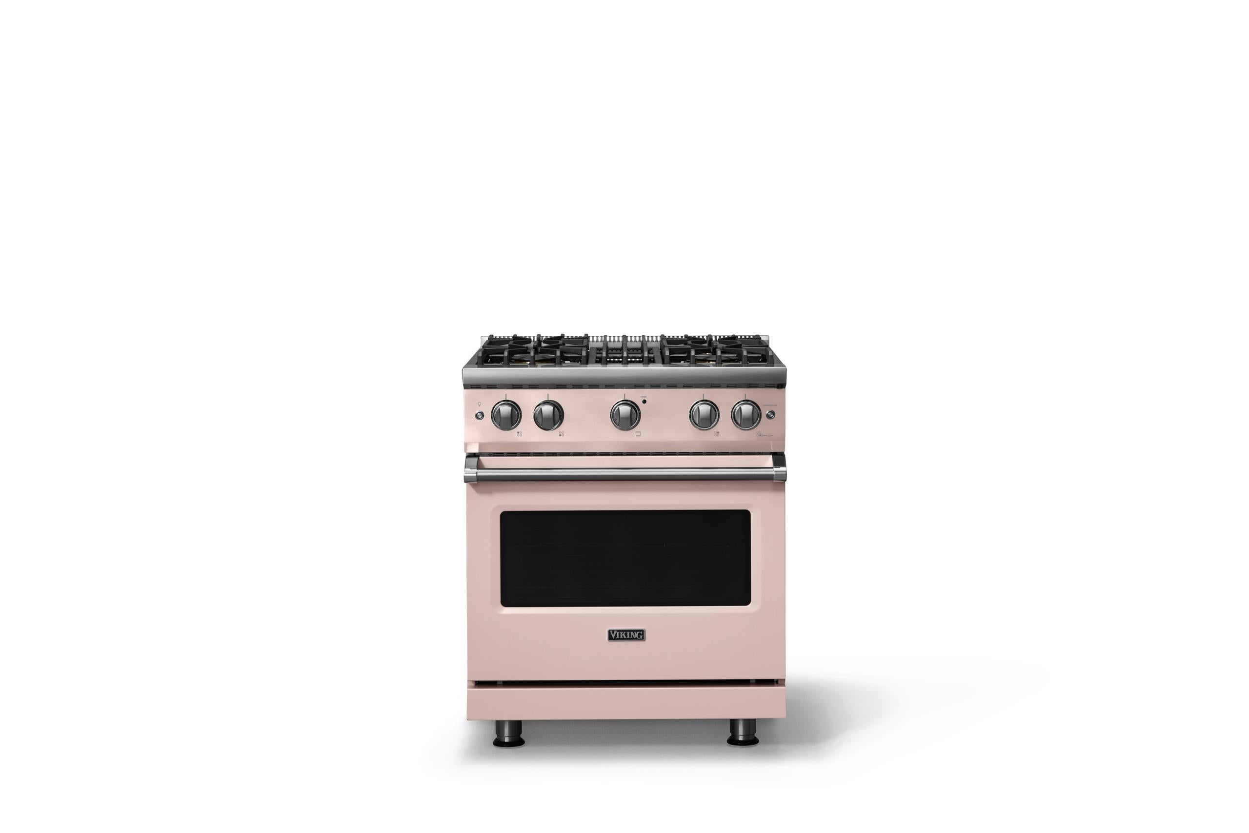 30"W. Sealed Burner Gas Range (Finish: Blush, Trim: Polished Chrome, Fuel: Propane)