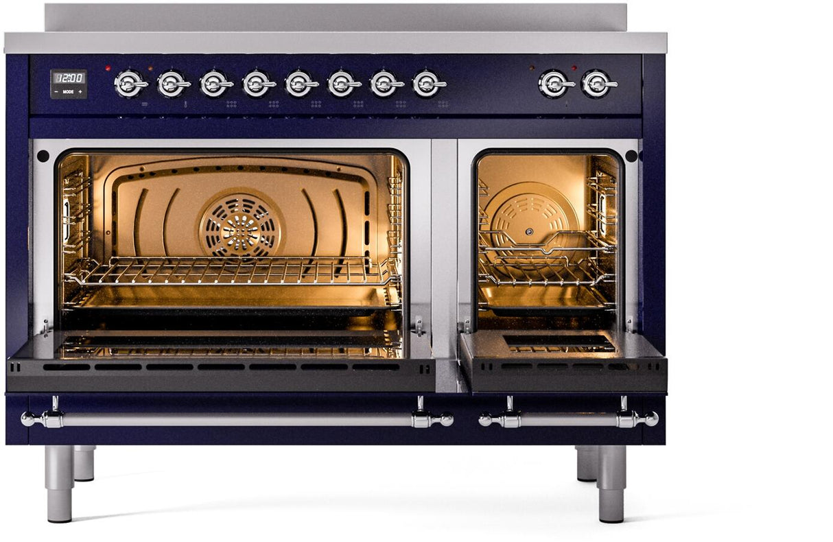 Nostalgie II 48 Inch Electric Freestanding Range in Blue with Chrome Trim