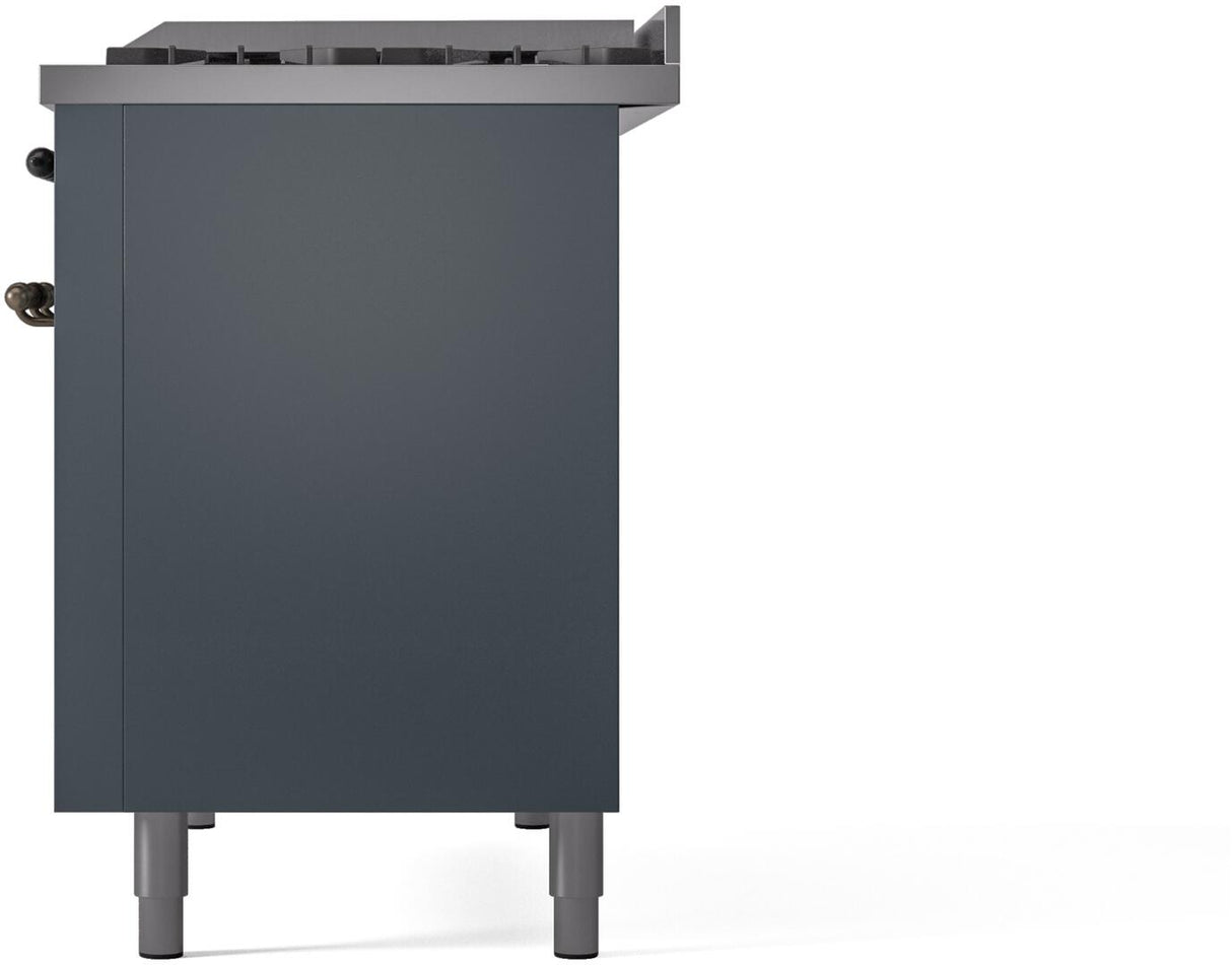 Nostalgie II 48 Inch Dual Fuel Liquid Propane Freestanding Range in Blue Grey with Bronze Trim