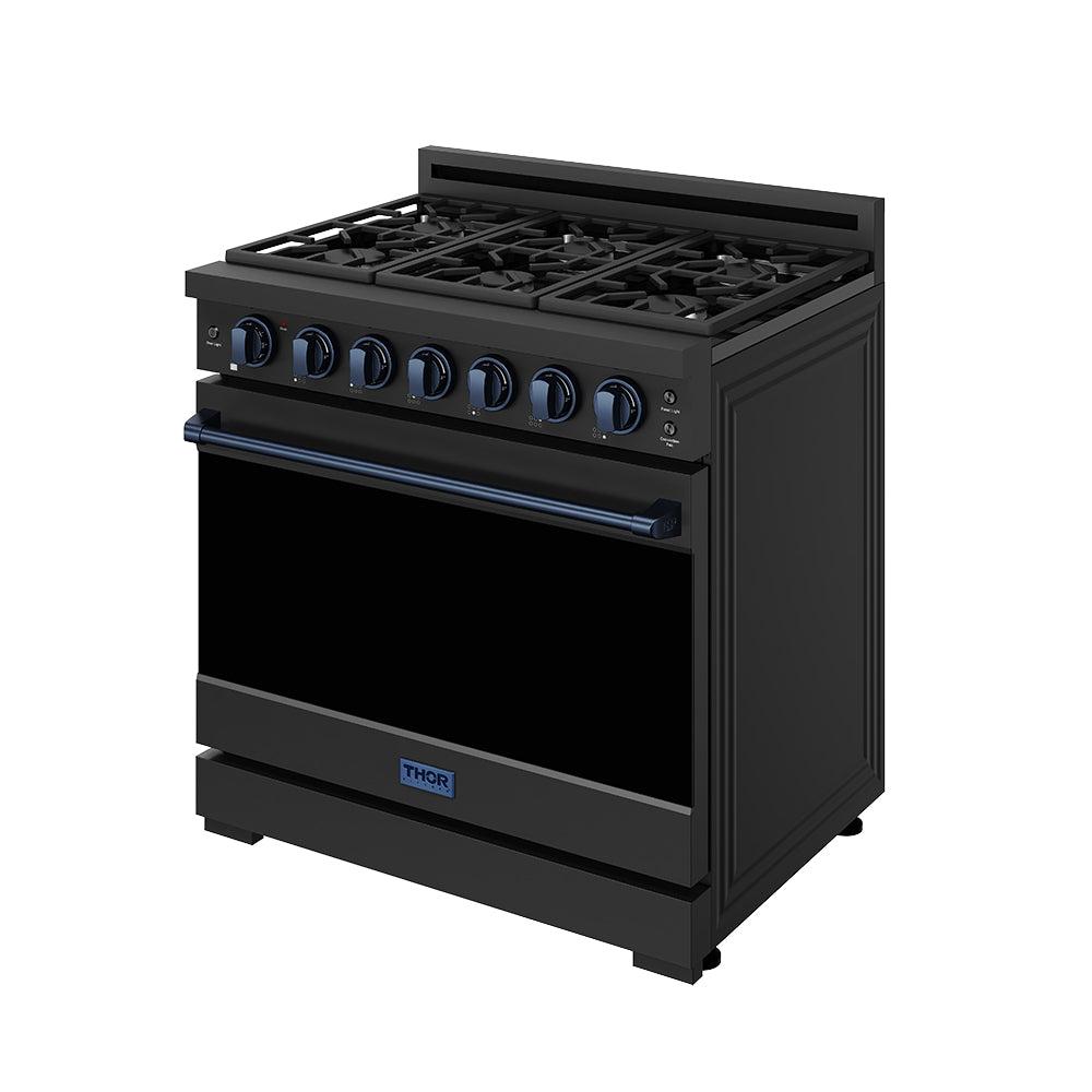 36 Inch Professional Liquid Propane Range With Precision Knob In Black and Blue Gordon Ramsay Series