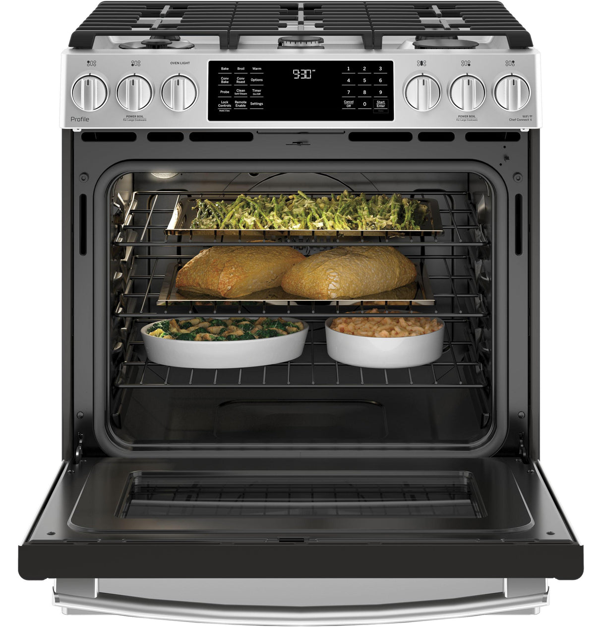GE Profile™ 30" Smart Dual Fuel Slide-In Front-Control Range
