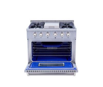 36 Inch Professional Gas Range With Griddle In Stainless Steel