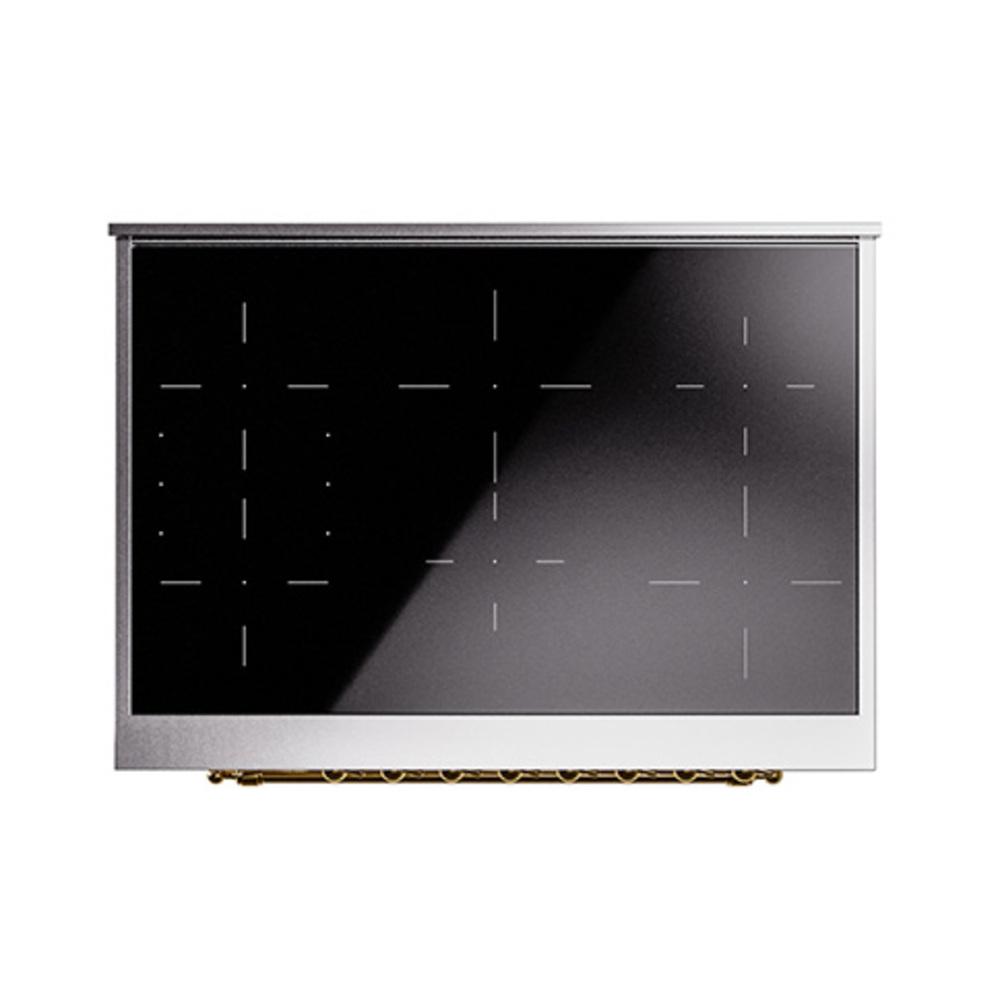 ILVE UNI366NMPAWG Nostalgie II Noblesse 36 inch Induction Range (Triple Glass Door, Antique White, Brass)