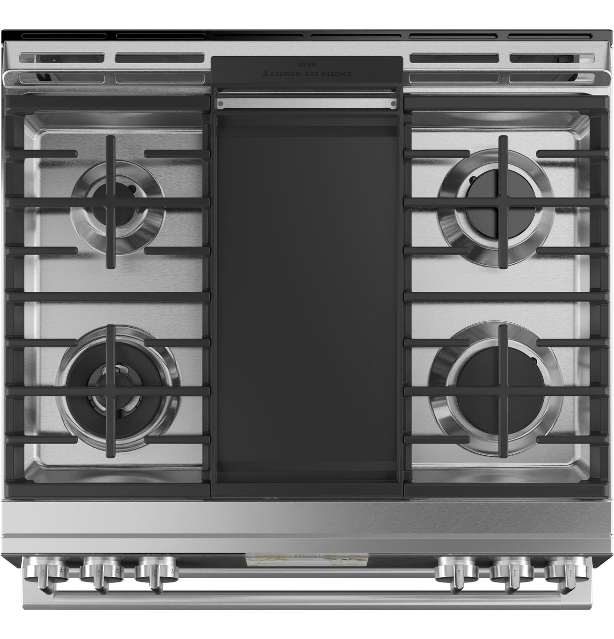 CAF(EBACK)™ 30" Smart Slide-In, Front-Control, Dual-Fuel, Double-Oven Range with Convection in Platinum Glass