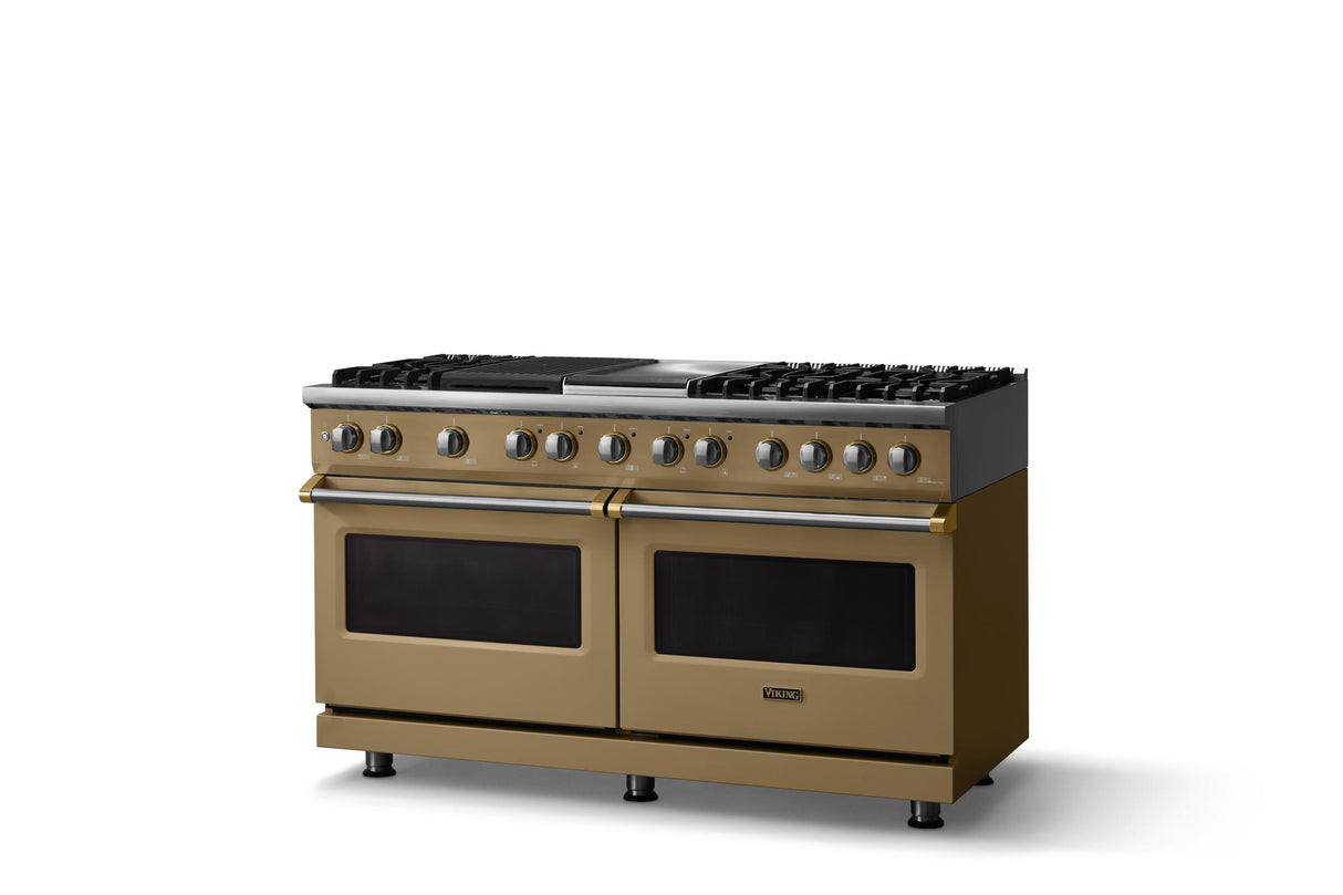 60"W.Dual Fuel Range (Finish: Golden Hour, Trim: Polished Chrome, Fuel: Propane)