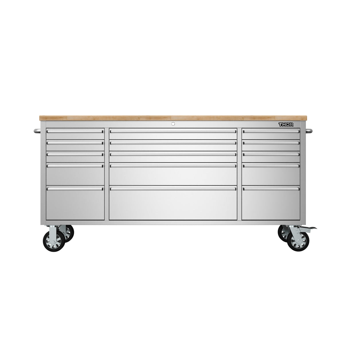 72" Inch 15-drawer Mobile Workbench In Stainless Steel