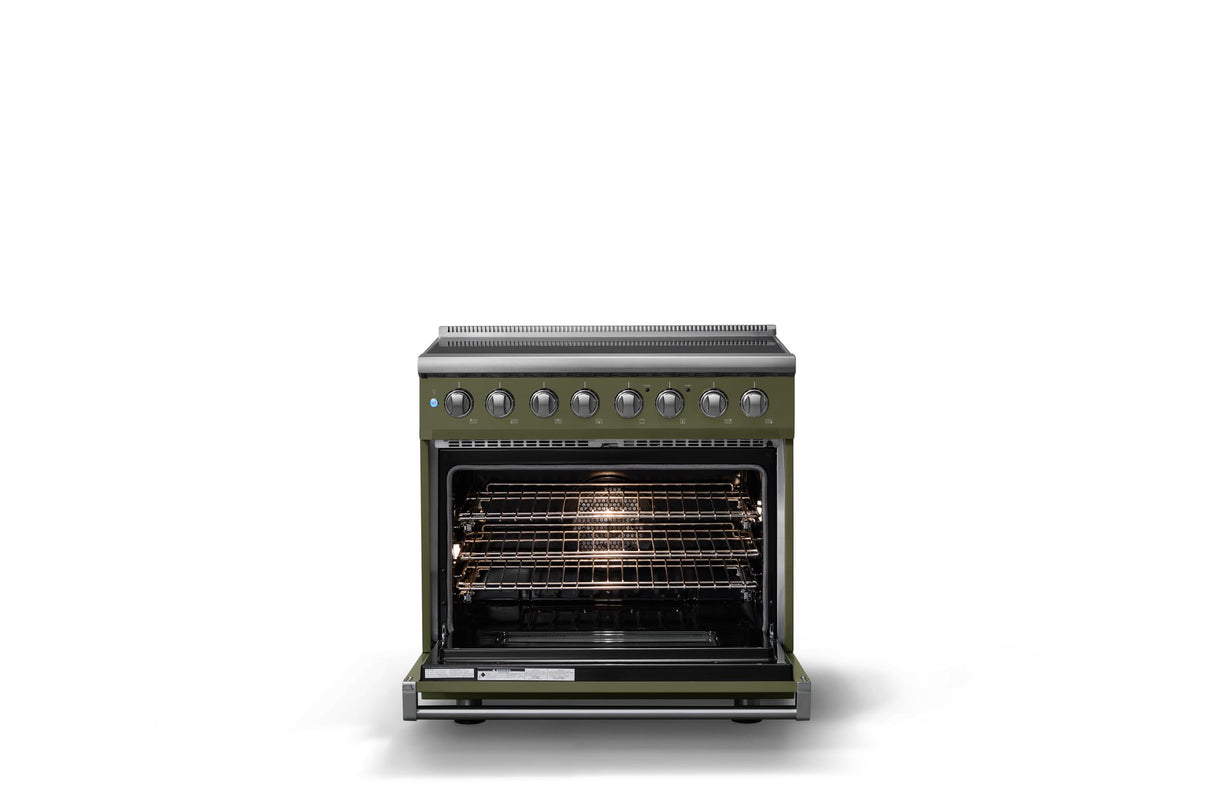 36"W. Induction Range (Finish: Martini, Trim: Polished Chrome)