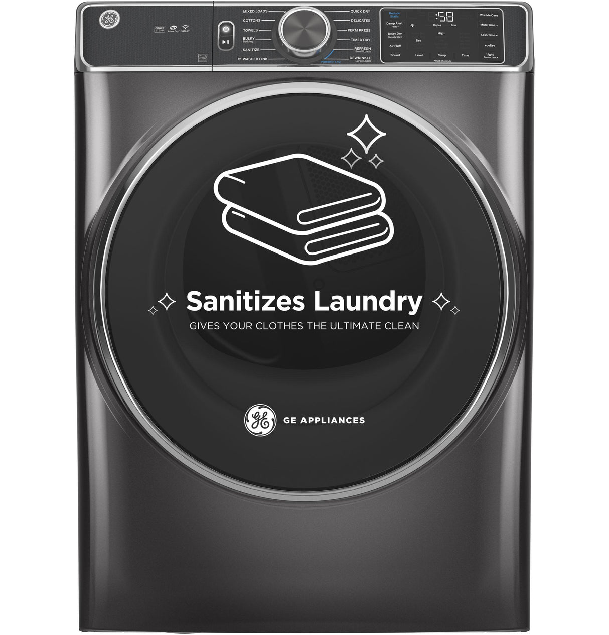 GE® ENERGY STAR® 7.8 cu. ft. Capacity Smart Front Load Electric Dryer with Steam and Sanitize Cycle
