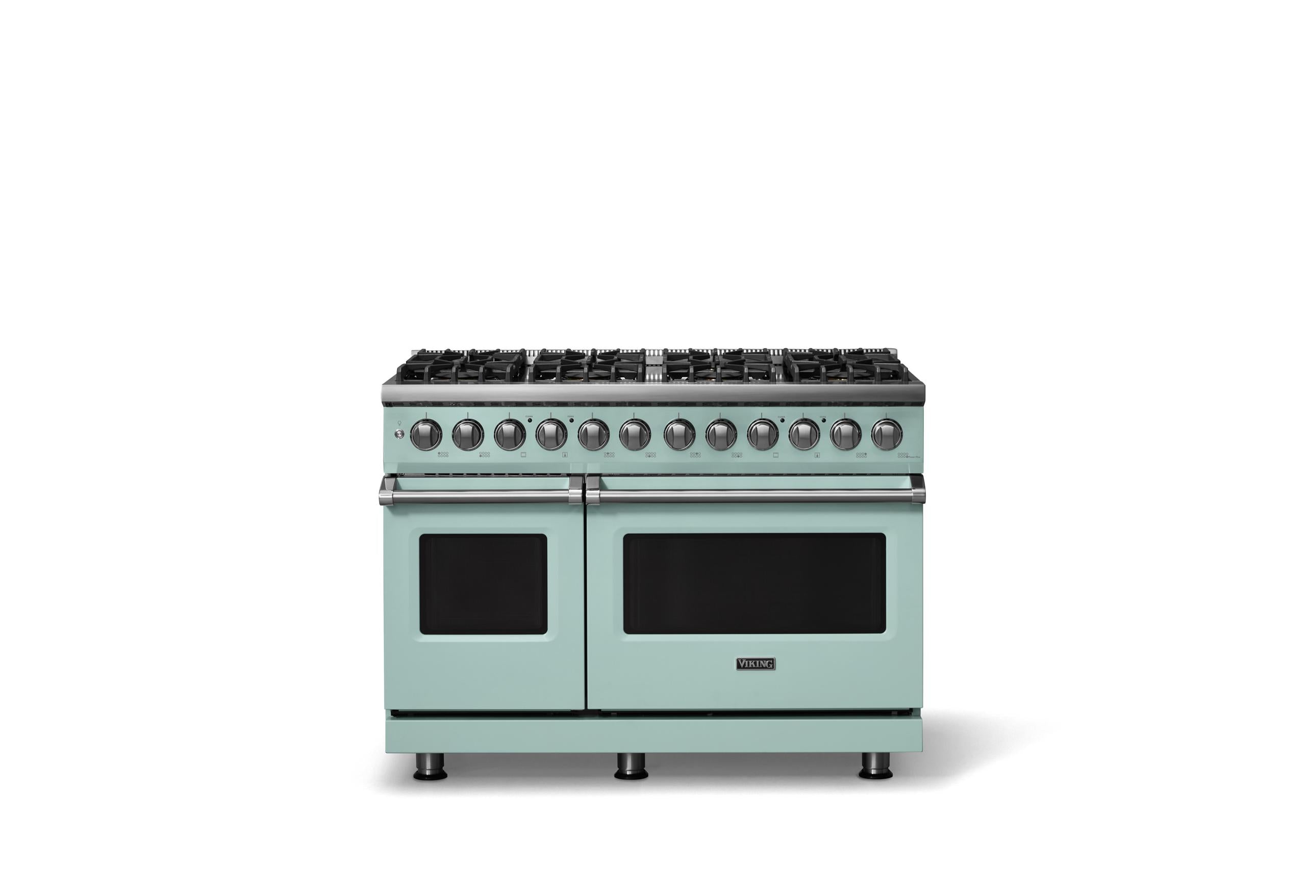 48"W. Dual Fuel Range (Burner: 8b, Finish: Splash, Trim: Polished Chrome, Fuel: Propane)