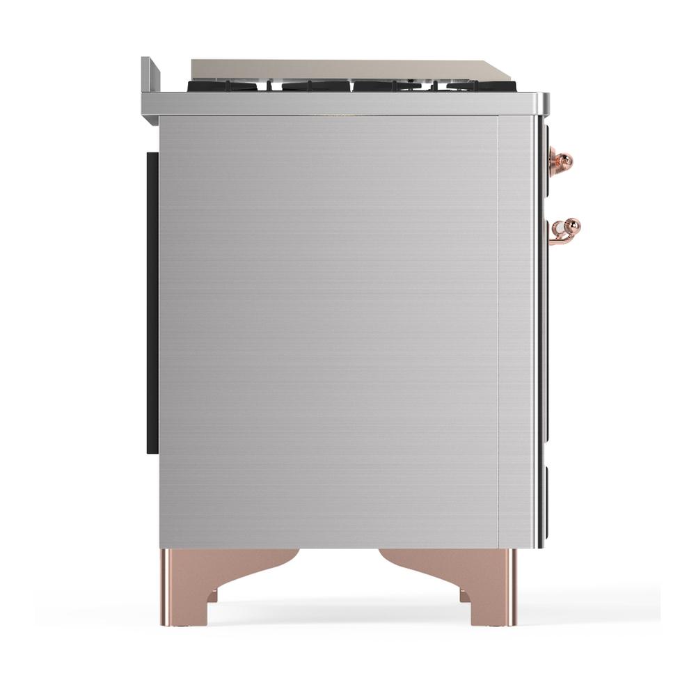 ILVE UM48FNR3SSP Majestic III 48 inch Dual Fuel Range with 8 Burners and Griddle, Dual Function Burner up to 25,000 BTU (Natural Gas, Triple Glass Door, Stainless Steel, Copper)