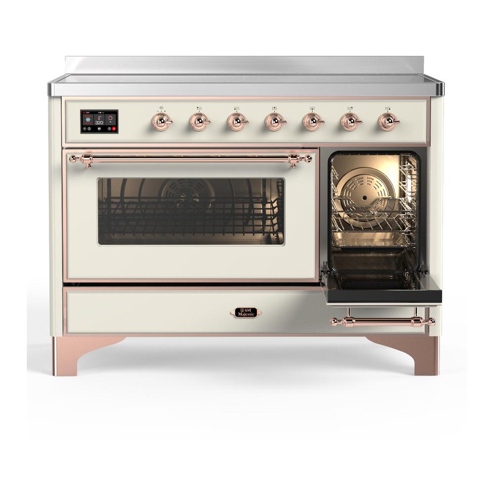 ILVE UMIB48NR3AWP Majestic III 48 inch Induction Range with 6 Elements, 5.02 cu. ft. Total Oven Capacity (Triple Glass Door, Antique White, Copper)