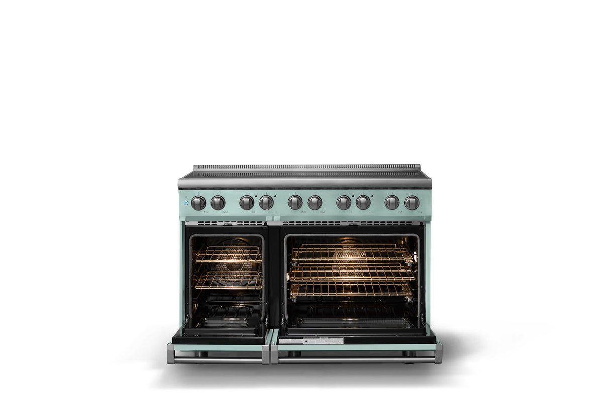 48"W. Induction Range (Finish: Splash, Trim: Polished Chrome)