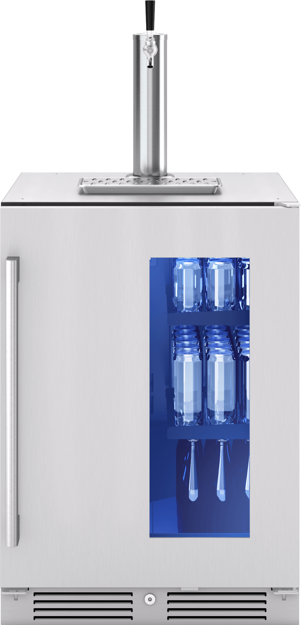 Presrv Kegerator & Beverage Cooler, 24in Under Cabinet, SS+Glass, Reverse Door, 1 Zone