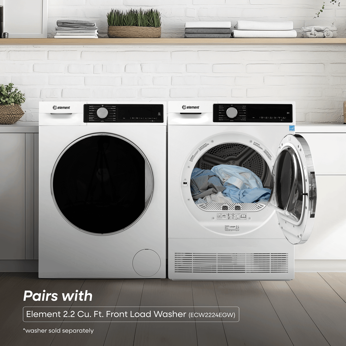 Element 4.0 cu. ft. Front Load Electric Dryer - White, ENERGY STAR (ECD4224EGW)
