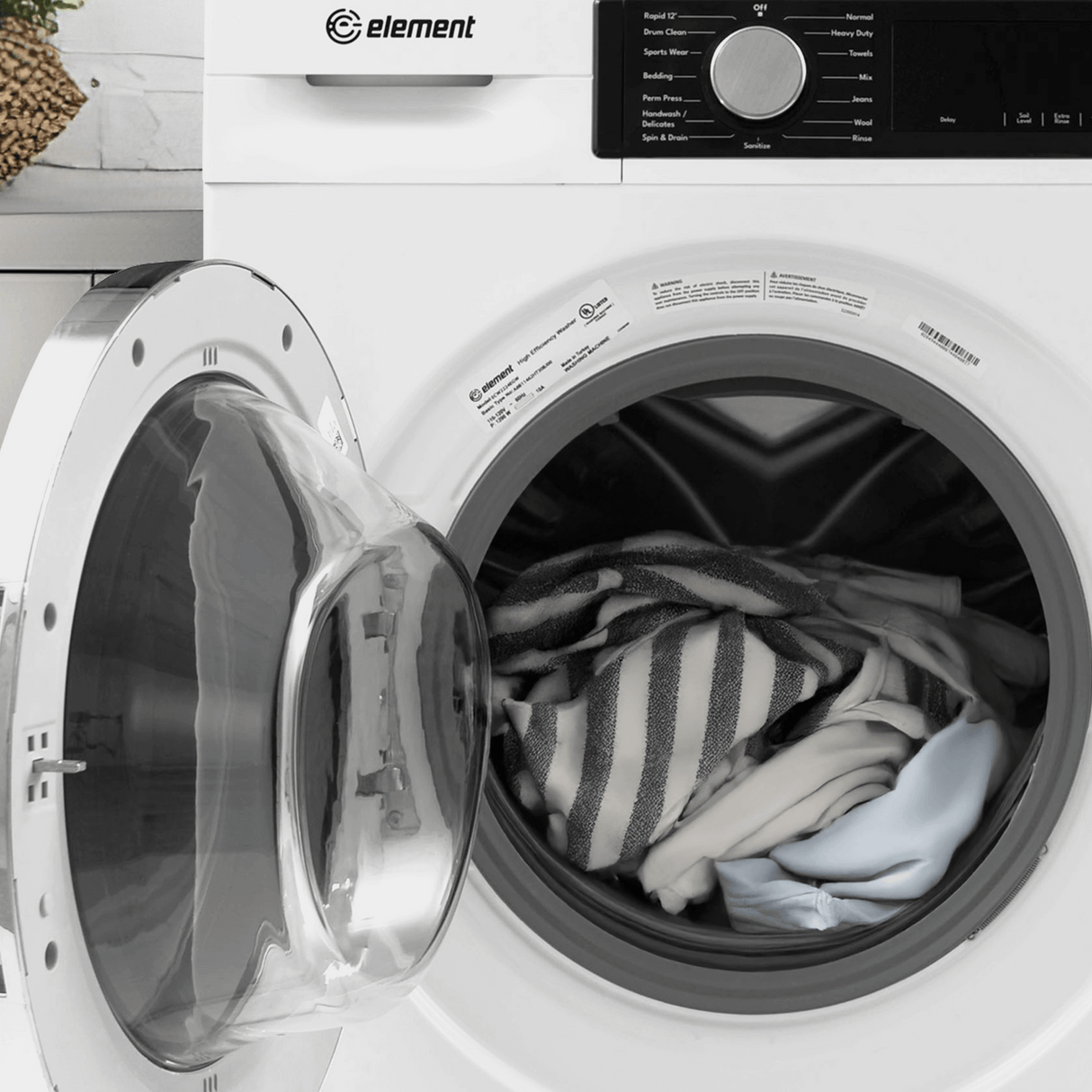 Element 24-inch 2.2 cu. ft. Front Load Washer - White, ENERGY STAR (ECW2224EGW)